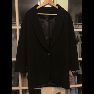 H&M Black Wool Blend Winter Coat